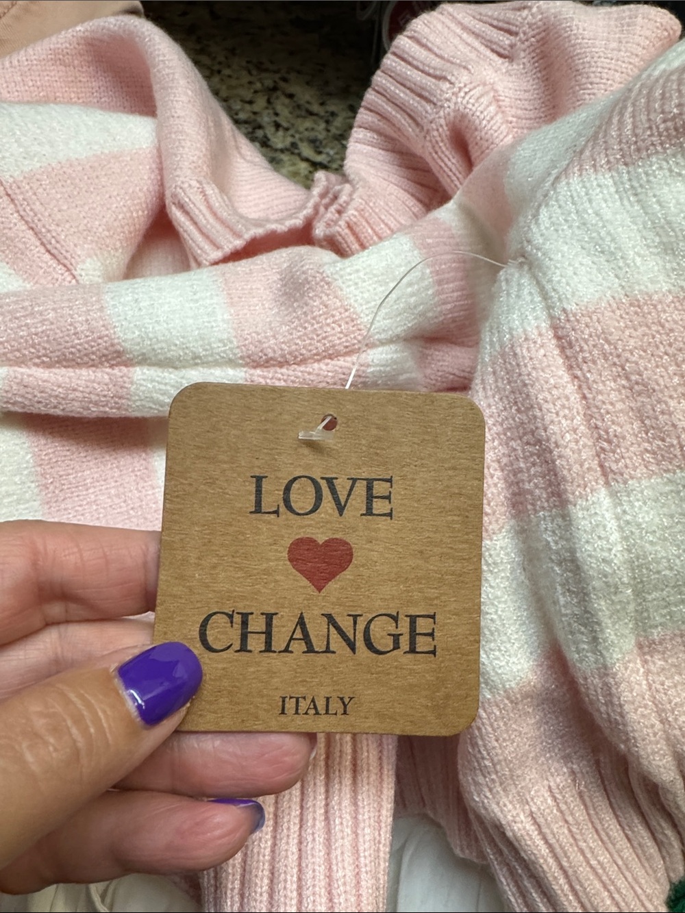 Love Culture Pink & Cream Striped Cropped Crew Sweater - Picture 2 of 2